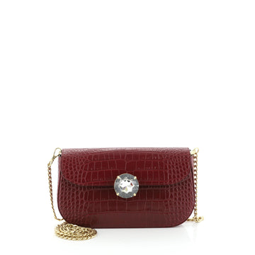 Miu Miu Solitaire Chain Clutch Crocodile Embossed Leather 