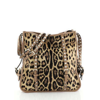 Valentino Rockstud Belted Tote Calf Hair Medium