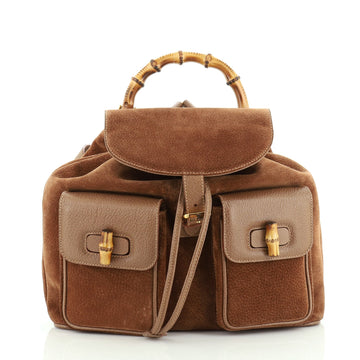 Gucci Vintage Bamboo Backpack Suede Medium