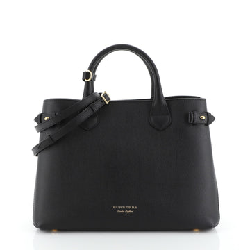 Burberry Banner Convertible Tote Leather and House Check Canvas Medium