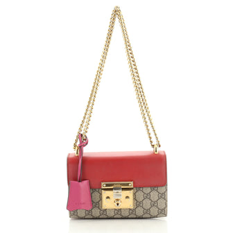 Gucci Padlock Shoulder Bag GG Coated Canvas and Leather Small