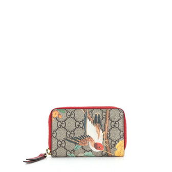Gucci Zip Around Card Case Tian Print GG Coated Canvas 
