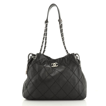 Chanel Expandable Zip Around Tote Quilted Leather Large