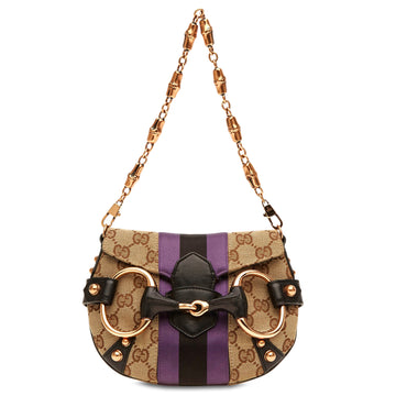 Gucci Horsebit Clutch Canvas with Satin Signature Small