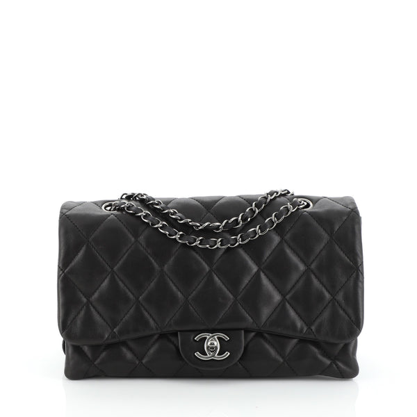 Chanel 2009 3 Accordion Flap Bag Dark Olive Quilted Leather Medium Shoulder Bag