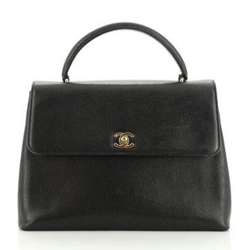 Chanel Vintage Classic Top Handle Flap Bag Caviar Jumbo