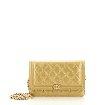 Chanel Boy Wallet on Chain Quilted Aged Calfskin 