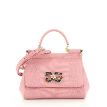 Dolce & Gabbana Miss Sicily Bag Lizard Embossed Leather Small