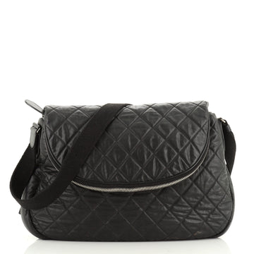 Chanel Flap Messenger Quilted Coated Canvas Large