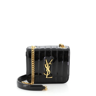 Saint Laurent Vicky Crossbody Bag Vertical Quilted Patent Small