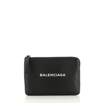 Balenciaga Everyday Logo Pouch Printed Leather Medium