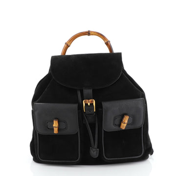 Gucci Vintage Bamboo Backpack Suede Medium