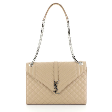 Saint Laurent Classic Monogram Envelope Satchel Quilted Leather Large