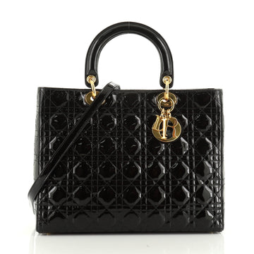 Christian Dior Lady Dior Bag Cannage Quilt Patent Large