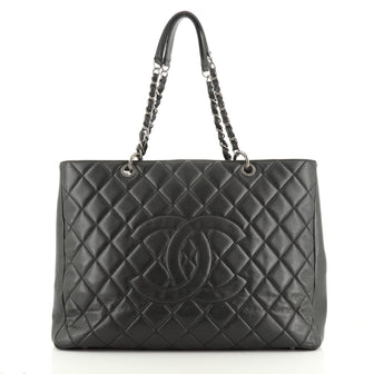 Chanel Black Quilted Caviar Leather Grand GST Shopper Tote Bag