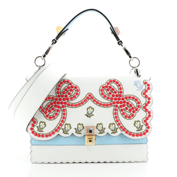 Fendi Kan I Bag Embroidered Studded Leather Medium