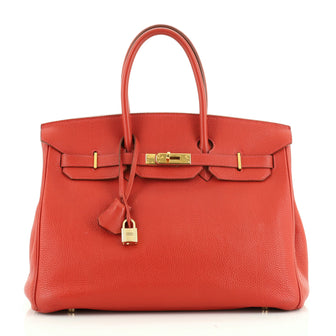 Hermes Birkin Handbag Red Togo with Gold Hardware 35