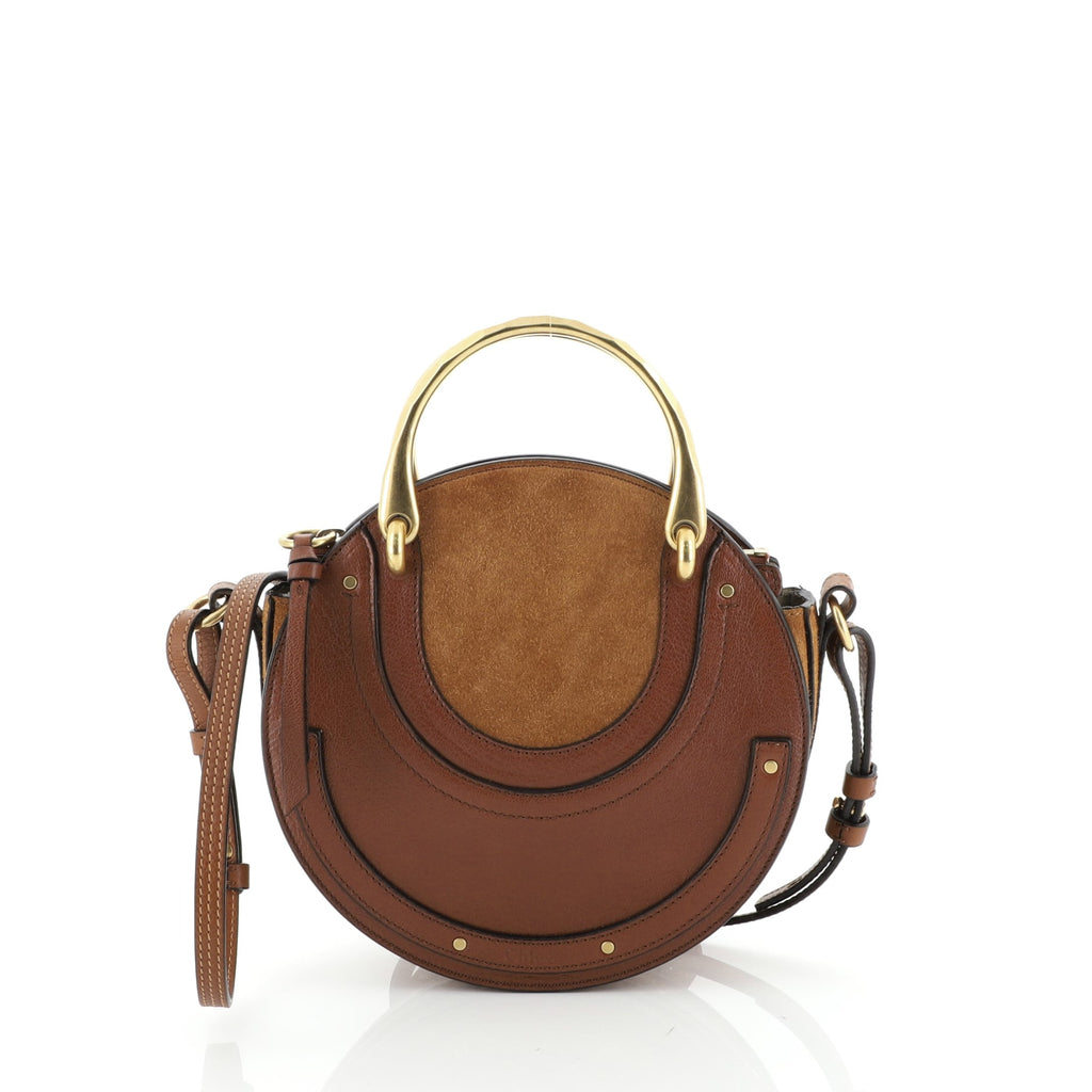Chloe Pixie Crossbody Bag Leather and Suede Small Brown 486401