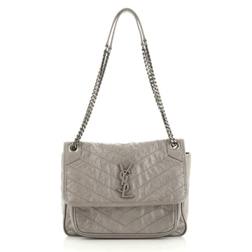 Saint Laurent Niki Chain Flap Bag Matelasse Chevron Leather Medium