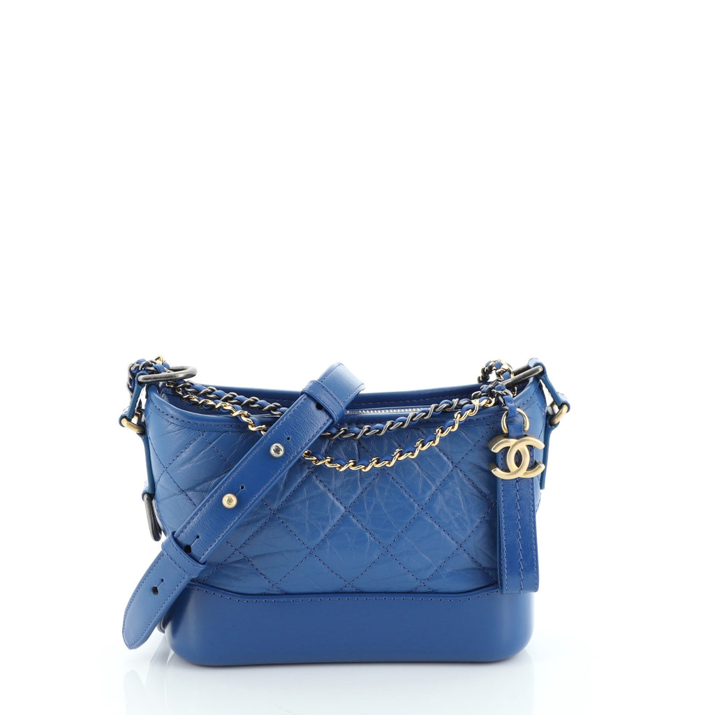 Chanel Gabrielle Hobo Quilted Aged Calfskin Small Blue 4865638