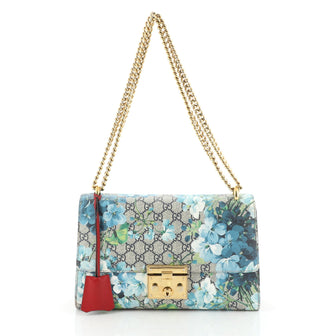 Gucci Padlock Shoulder Bag Blooms Print GG Coated Canvas Medium