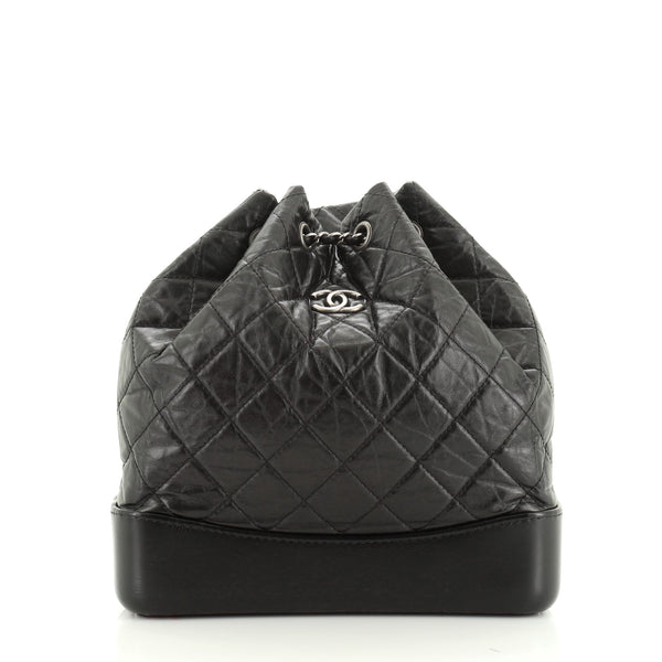 CHANEL Aged Calfskin Quilted Small Gabrielle Backpack Black