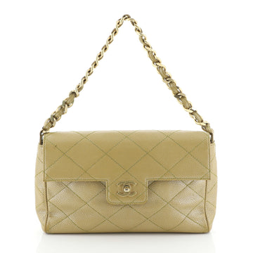 Chanel Vintage Chain Flap Bag Quilted Caviar Medium