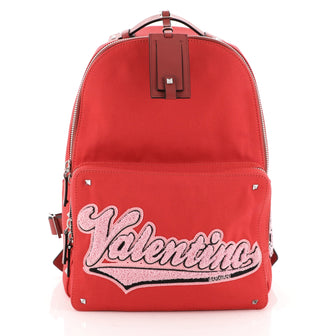 Valentino Logo Backpack Canvas Large