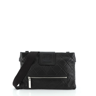 Chanel Sport Line Zip Messenger Bag Quilted Lambskin Medium