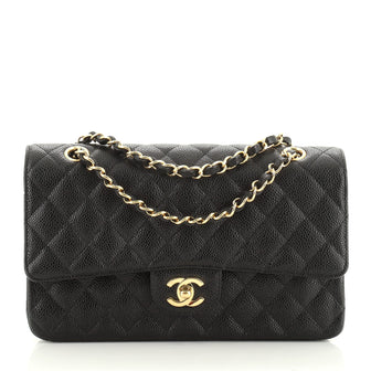 Chanel Vintage Classic Double Flap Bag Quilted Caviar Medium