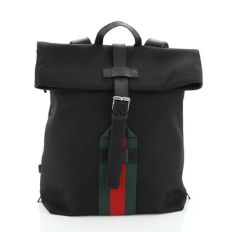 Gucci Web Fold Over Backpack Techno Canvas Medium