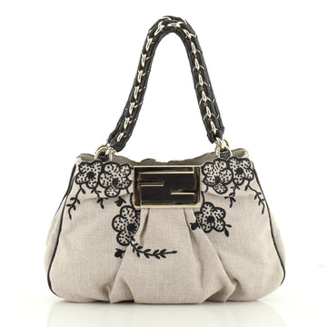 Fendi Mia Tote Embroidered Canvas Small