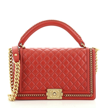 Chanel Chain Handle Boy Flap Bag Quilted Calfskin New Medium