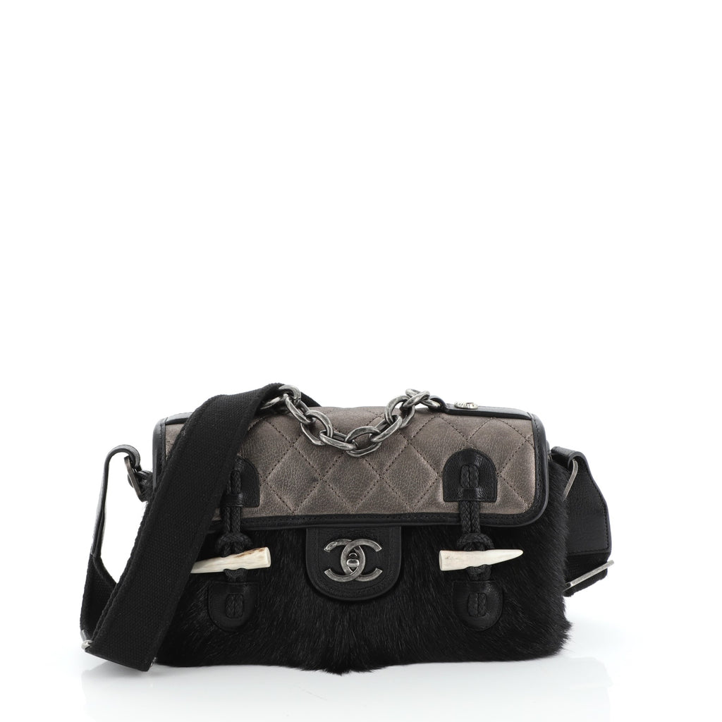 Chanel Paris-Dallas Limited Edition Cowboy Messenger Bag Quilted Calfskin W  Fur