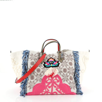 Christian Louboutin Caba Tote World Motif Embroidered Jacquard Large