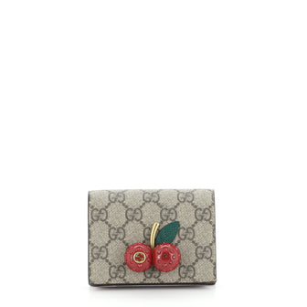 Gucci Cherries Flap Card Case GG Coated Canvas 