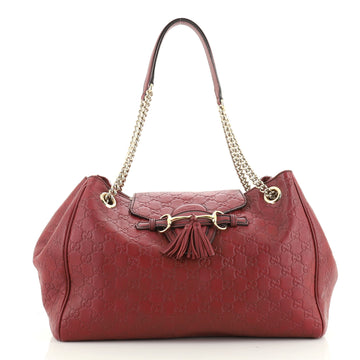 Gucci Emily Flap Shoulder Bag Guccissima Leather Large