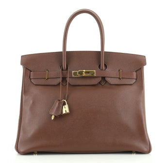 Hermes Birkin Handbag Brown Courchevel with Gold Hardware 35