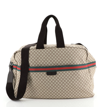 Gucci Convertible Web Duffle Carry On Bag Diamante Canvas Large