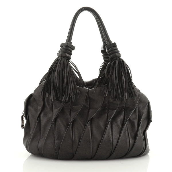 Christian Louboutin Tinzita Hobo Bag Pleated Leather 48744