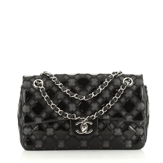Chanel Classic Single Flap Bag Quilted Patent and Mesh Medium