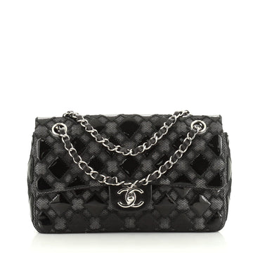 Chanel Classic Single Flap Bag Quilted Patent and Mesh Medium