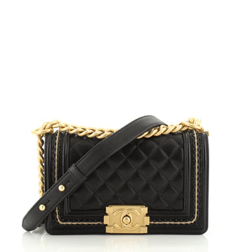 Chanel Boy Flap Bag Quilted Lambskin with Chain Detail Small