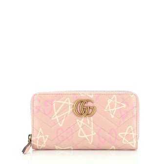 Gucci GG Marmont Zip Around Wallet GucciGhost Matelasse Leather 