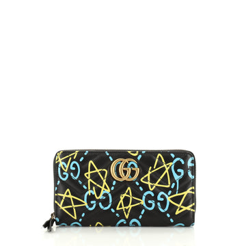 Gucci GG Marmont Zip Around Wallet GucciGhost Matelasse Leather 