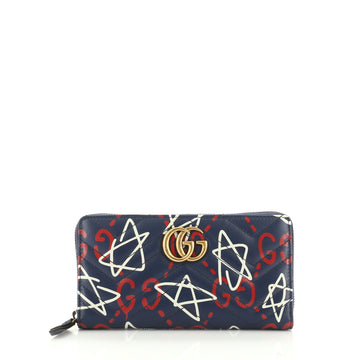 Gucci GG Marmont Zip Around Wallet GucciGhost Matelasse Leather 