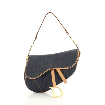 Christian Dior Vintage Saddle Bag Denim Medium