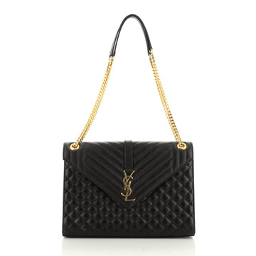 Saint Laurent Classic Monogram Envelope Satchel Quilted Leather Large