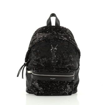 black glitter mini backpack Saint Laurent City Backpack Sequins Mini 48891