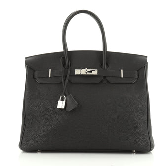 Hermes Birkin Handbag Black Togo with Palladium Hardware 35